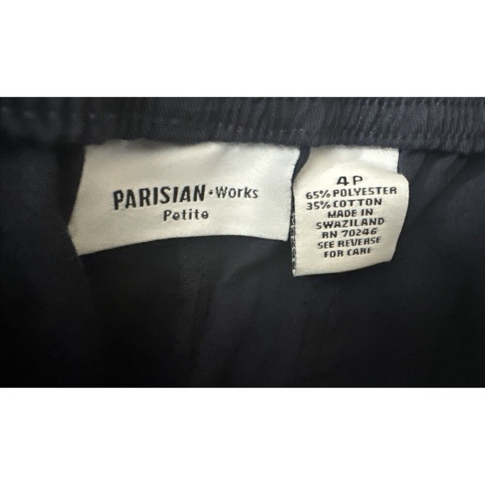 Parisian Works Pants Womens 4 Petite Blue Ankle Elastic Waist Pockets Casual NEW - Picture 4 of 7